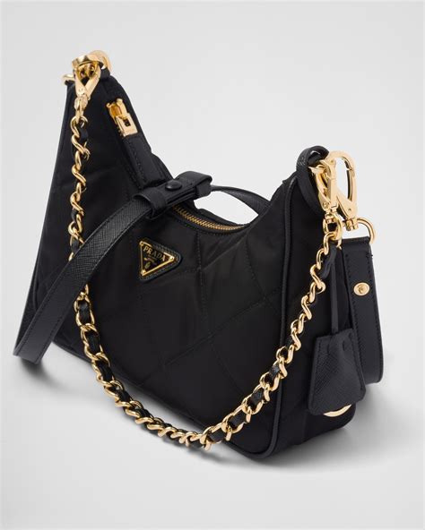 prada mini nylon bag with chain|Prada nylon tote bag small.